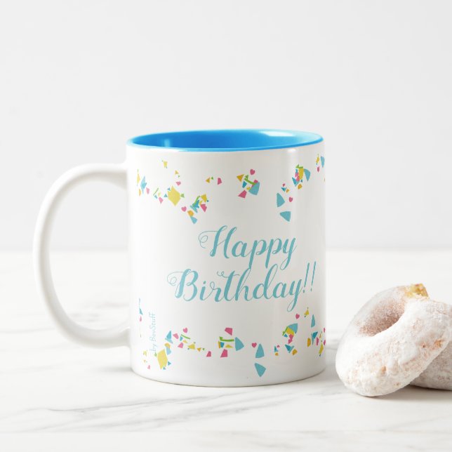 Festive Confetti Happy Birthday Mug Två-Tonad Mugg (Med munk)