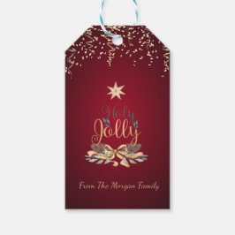 Festive Confetti, Klockor, stjärna, röd Presentetikett