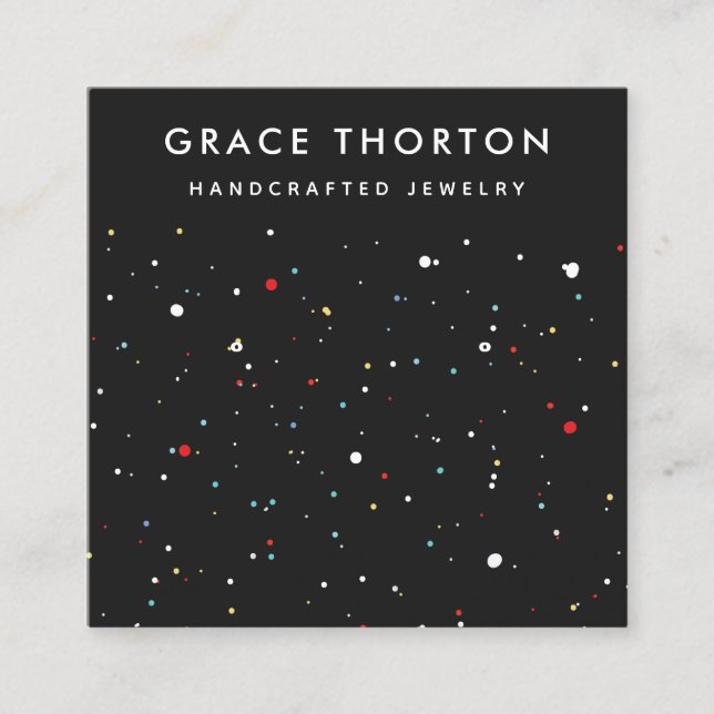 Festive Confetti Stud Earring Visning Card Fyrkantigt Visitkort (Framsida)