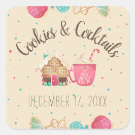Festive Cookie Exchange Cocktail Party Theme Fyrkantigt Klistermärke