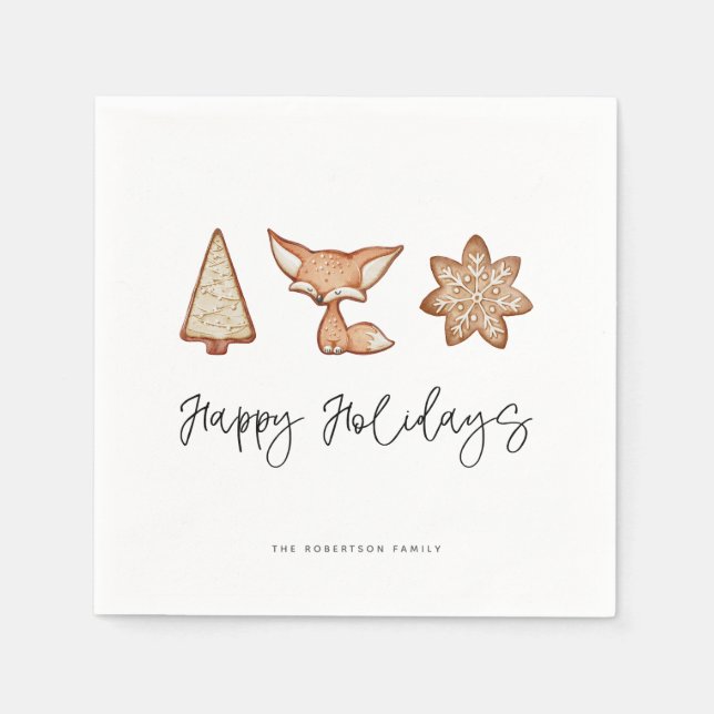 Festive Cookie Trio Jul Napkin Pappersservett (Framsidan)
