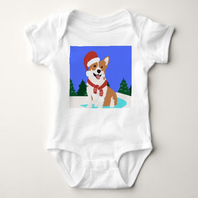 Festive Corgi Baby Bodykosti T Shirt (Framsida)