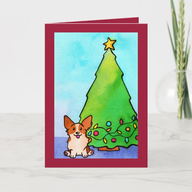 Festive Corgi Decorator-julkort Anteckningskort (Framsida)