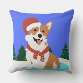 Festive Corgi i Winter Wonderland Kudde