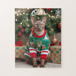 Festive Cornish Rex Cat-julens Personlig Pussel