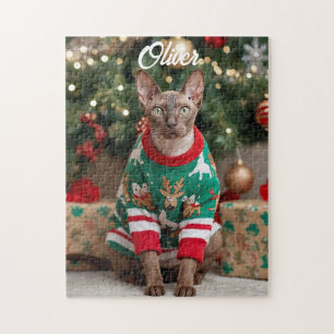 Festive Cornish Rex Cat-julens Personlig Pussel