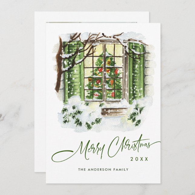 Festive Country House Christmas Greeting Photo Julkort (Fram/baksida)