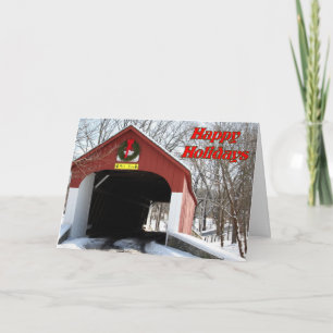 Festive Covered Bridge-Helgdag Card Helgkort