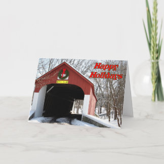 Festive Covered Bridge-Helgdag Card Helgkort