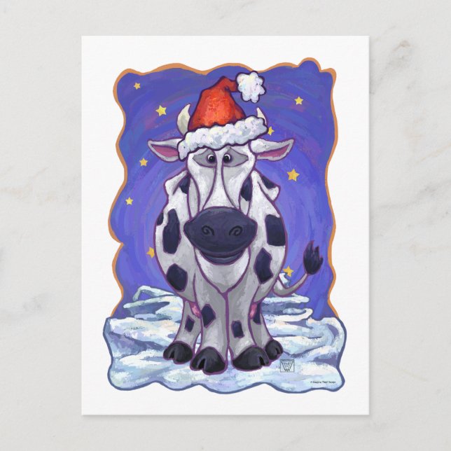 Festive Cow Helg Vykort (Framsida)
