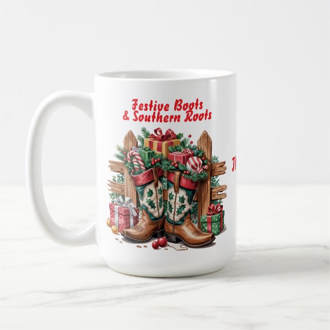 Festive Cowboy Boots Mug Kaffemugg (Vänster)