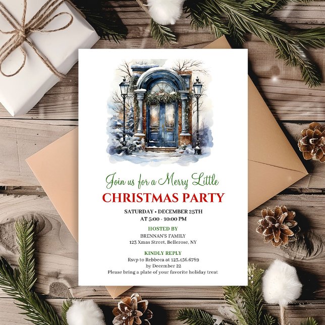 Festive cozy Christmas scene party invitation Inbjudningar (Festive cozy Christmas scene party invitation)