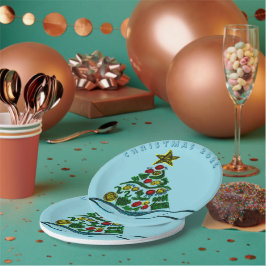 Festive Crafty Träd jul Party Papprare Tallrikar