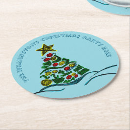 Festive Crafty Träd jul Party Underlägg Papper Rund