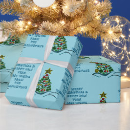 Festive Crafty Träd på Blek Blue jul Presentpapper