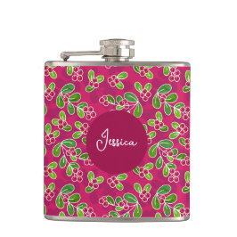 Festive Cranberry Fruit Mönster, Fuchsia Fickplunta