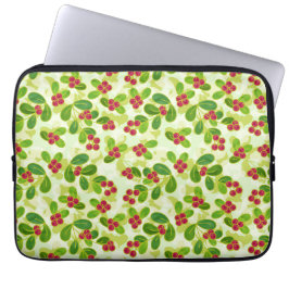Festive Cranberry Fruit Mönster, Grönt Laptop Fodral