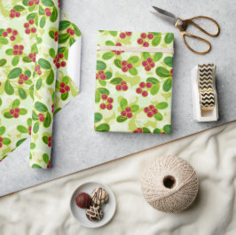 Festive Cranberry Fruit Mönster, Grönt Presentpapper