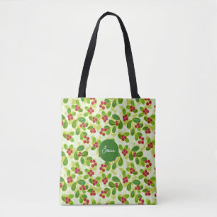 Festive Cranberry Fruit Mönster, Grönt Tygkasse