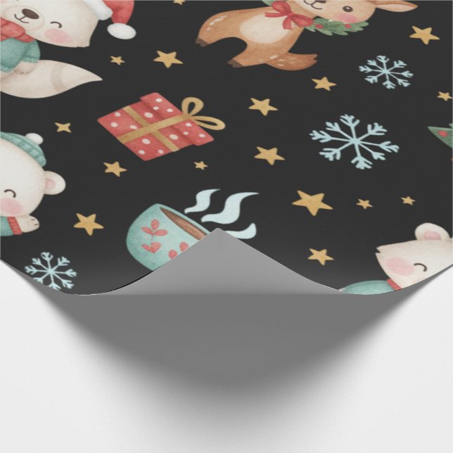 Festive Critters Holiday Gift Wrap Presentpapper (Hörn)