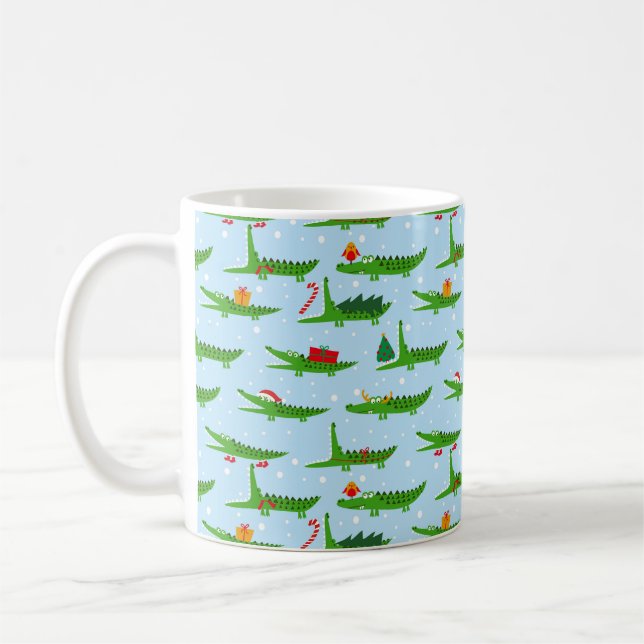 Festive Crokodiles in jul Costumes Mönster Kaffemugg (Vänster)
