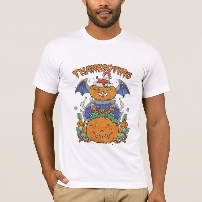 "Festive Crossover: Happy halloween & Thanksgiving T Shirt (Framsida)