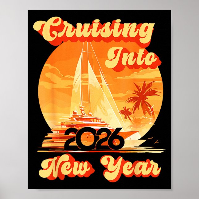 Festive Cruising Into 2026 New Year Family Holiday Poster (Framsidan)