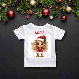 Festive Curly-Halls Girl CUSTOM NAME T Shirt