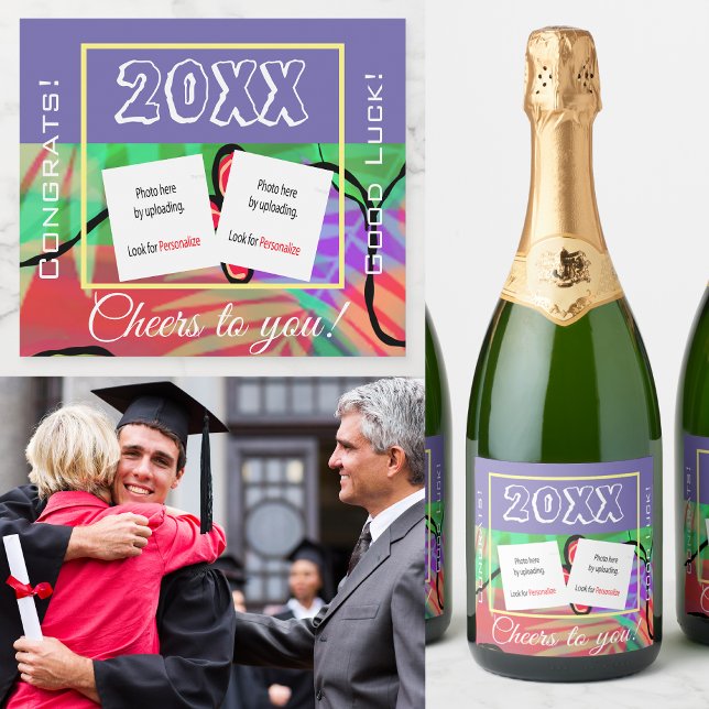 Festive Custom Photo Sparkling Wine Beverage Label (Skapare uppladdad)