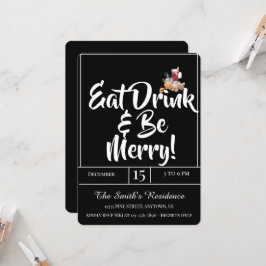 Festive Cute Drinks Party äter och var glad! Inbjudningar