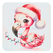 Festive Cute Flamingo Wrapoed i julklapp Ljus