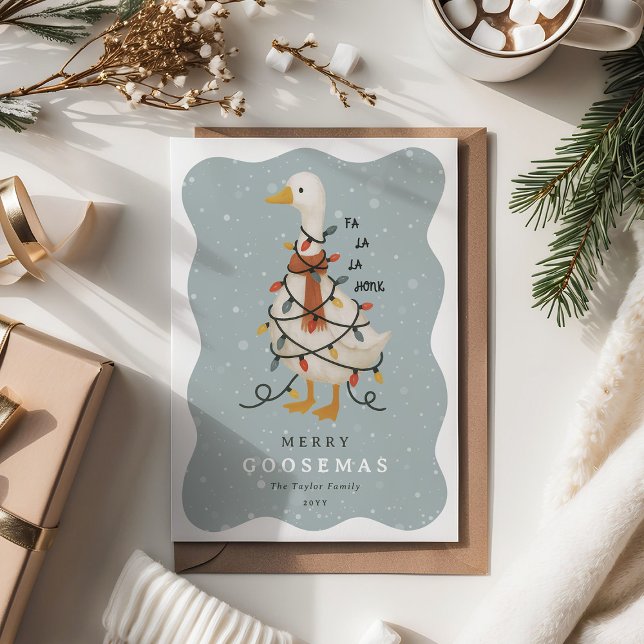 Festive Cute Goose Non-Photo Christmas Julkort (Skapare uppladdad)