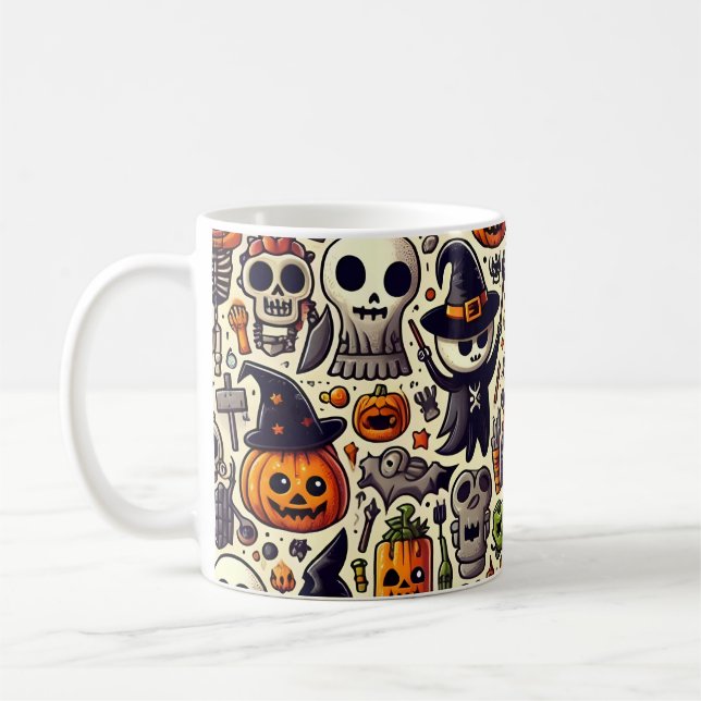Festive Cute Halloween Mönster Mugg (Vänster)