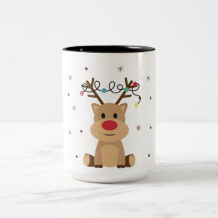 Festive Cute-julrenar Två-Tonad Mugg