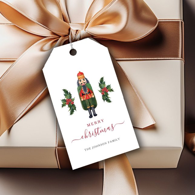 Festive Cute Nutcracker God jul Presentetikett (Festive Cute Nutcracker Merry Christmas Gift Tags)