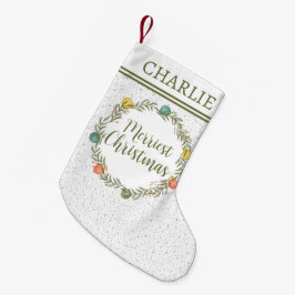 Festive Cypress Mönster med Monogram Helgdag Liten Julstrumpa