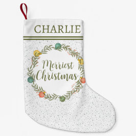 Festive Cypress Mönster med Monogram Helgdag Liten Julstrumpa