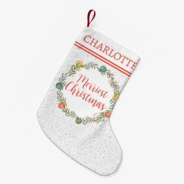 Festive Cypress Mönster med Monogram Helgdag Liten Julstrumpa
