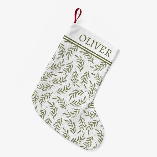 Festive Cypress Mönster med Monogram Helgdag Liten Julstrumpa (Framsidan (Hängande))