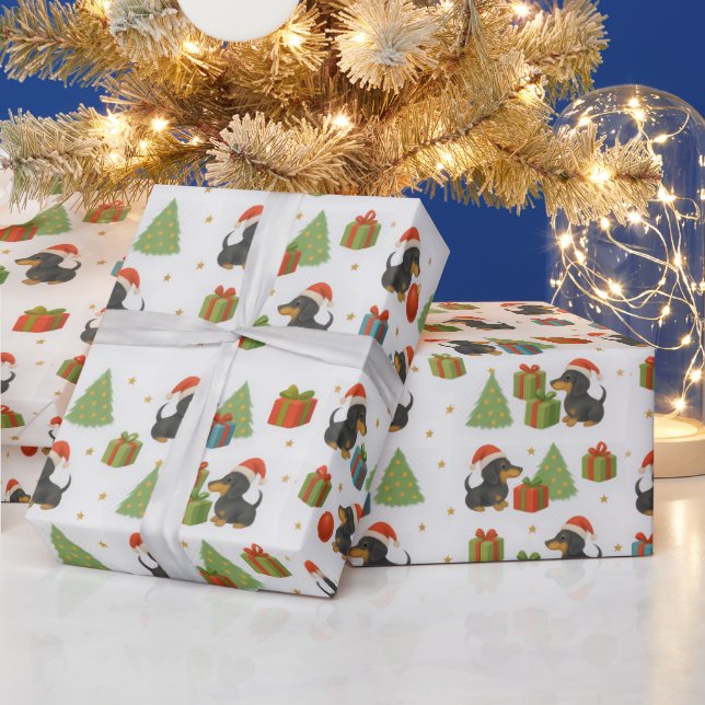 Festive Dachshund Christmas Tissue Paper — Cute  Presentpapper (Helgdagar)