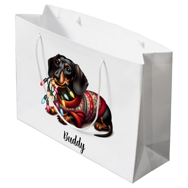 Festive Dachshund Delight Gift Bag (Baksidan Vinklad)