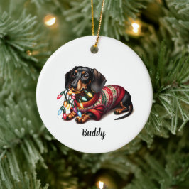 Festive Dachshund Delight Ornament