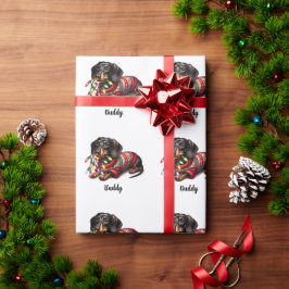 Festive Dachshund Delight Wrapping Papper Presentpapper