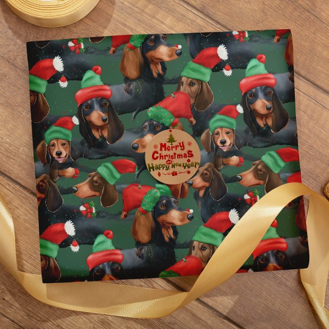 Festive Dachshund Delights sömlöst mönster Presentpapper (Skapare uppladdad)
