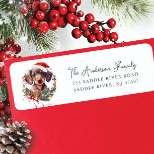 Festive Dachshund Hund i Santa Hat-Returadressen Returadress Etikett