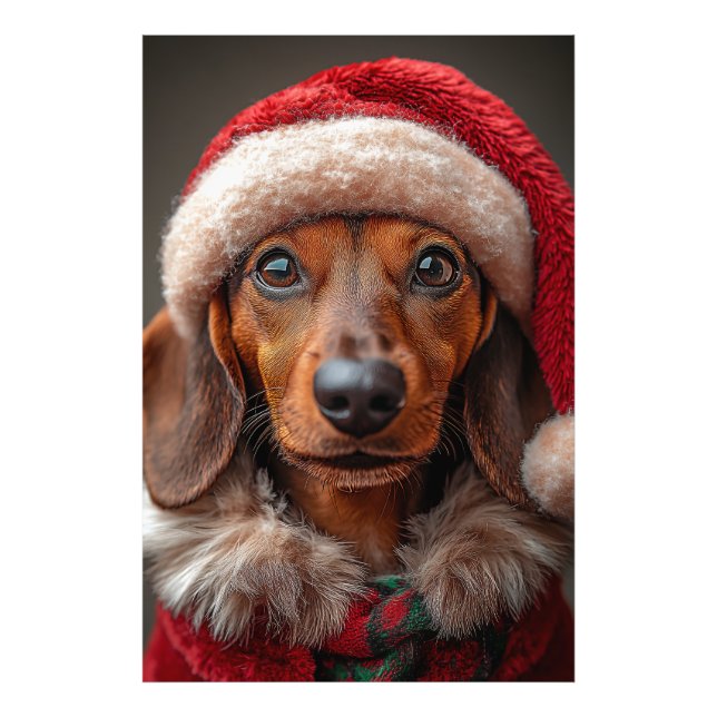 Festive Dachshund i Santa Attire Fototryck (Framsidan)