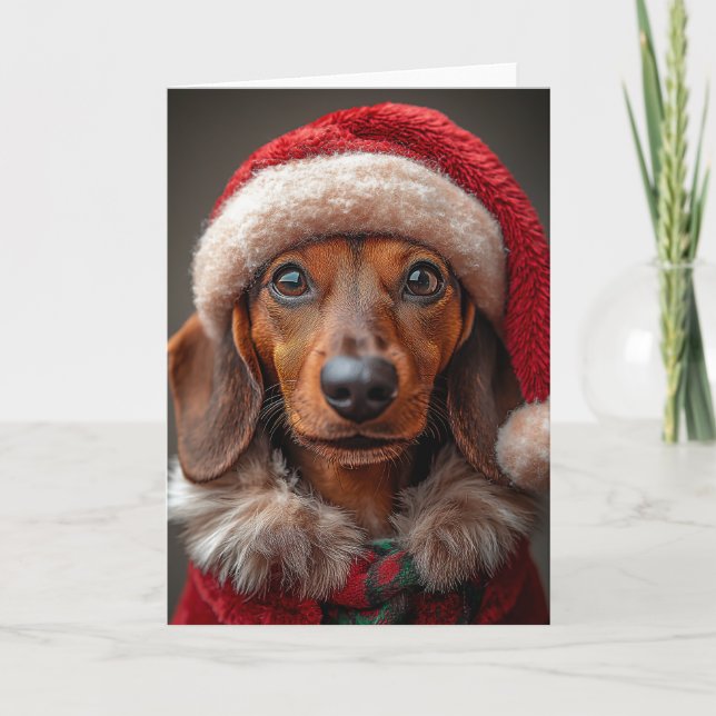 Festive Dachshund i Santa Attire Inbjudan (Framsida)