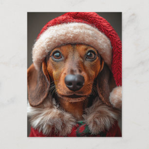 Festive Dachshund i Santa Attire Vykort
