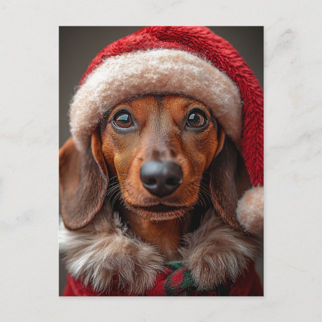 Festive Dachshund i Santa Attire Vykort (Framsida)