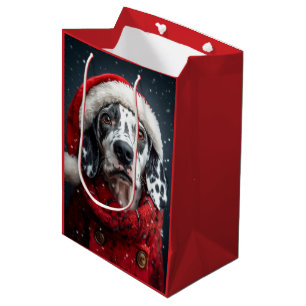 Festive Dalmatian i Santa Attire